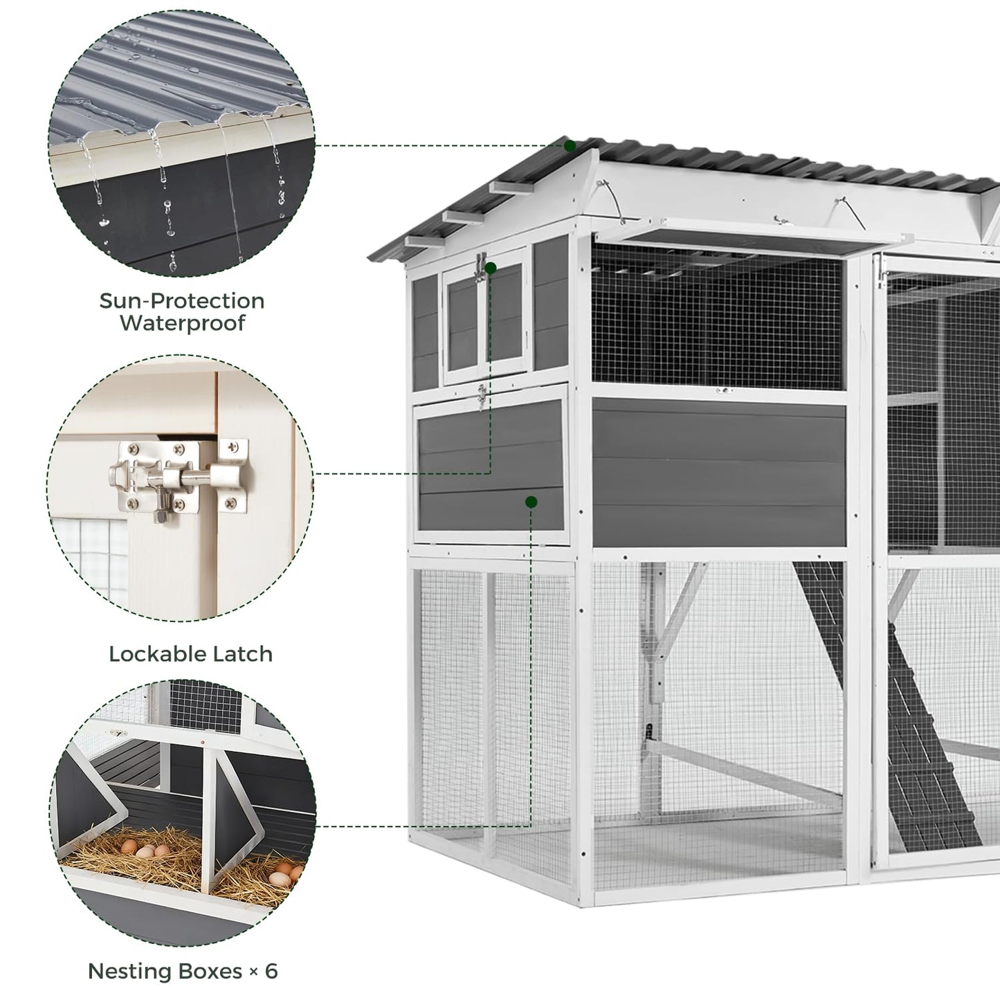 YODOLLA 83'' Extra Large Chicken Coop with Run Wood Chicken House
