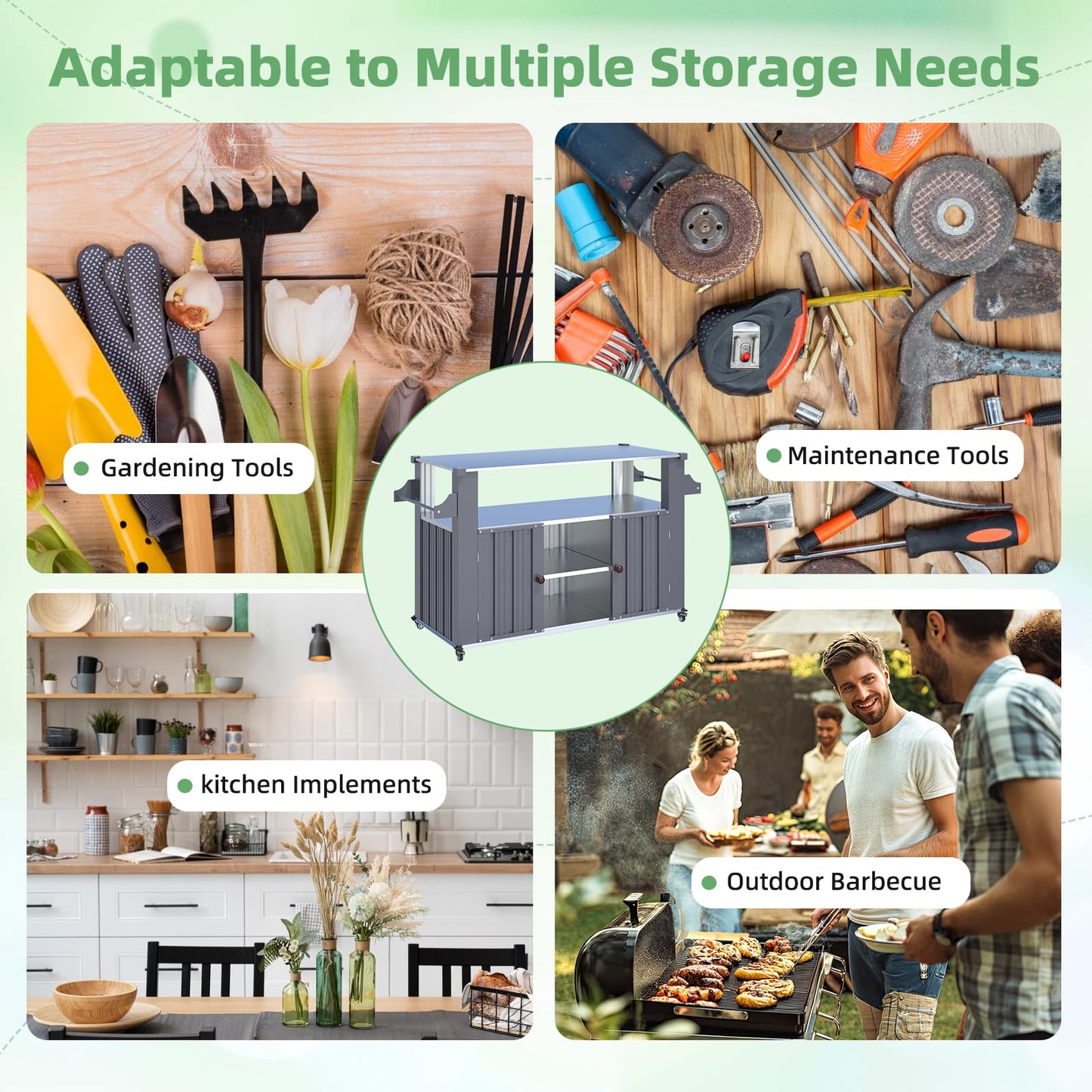 YODOLLA Outdoor Grill Table Cart Kitchen Island Grill Cabinet Cart