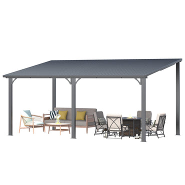 YODOLLA 16'x10' Wall-Mounted Pergola Hardtop Outdoor Gazebo