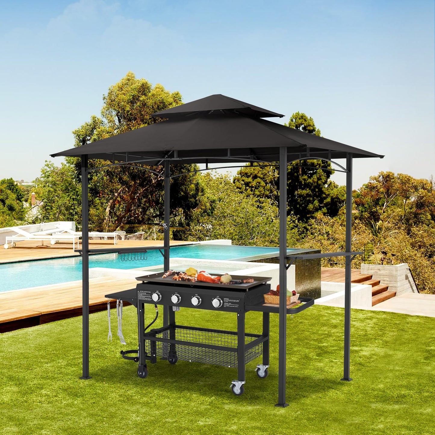 YODOLLA 8' x 5' Grill Gazebo, Grill Canopy, Black