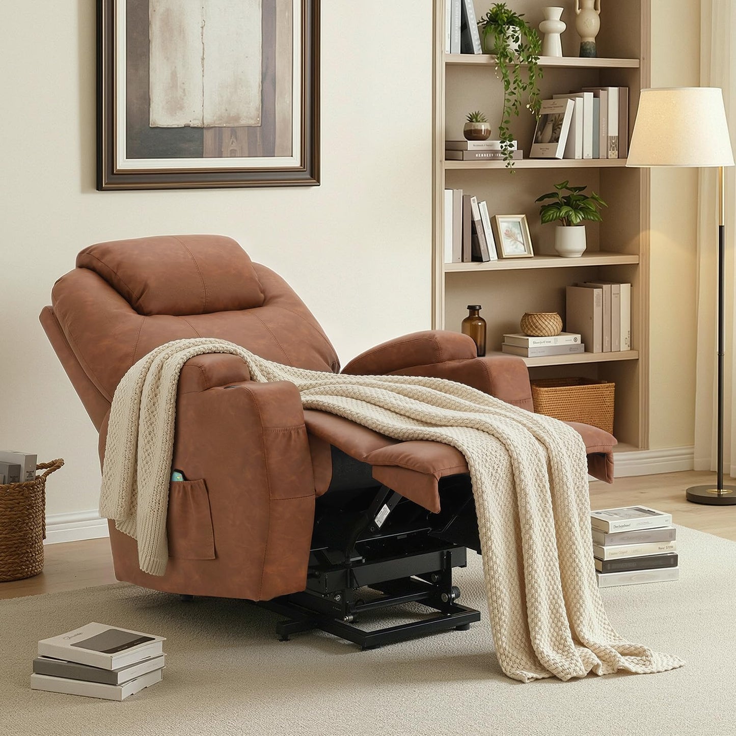 YODOLLA Power Lift Recliner Chair with Massage and Heat, Brown