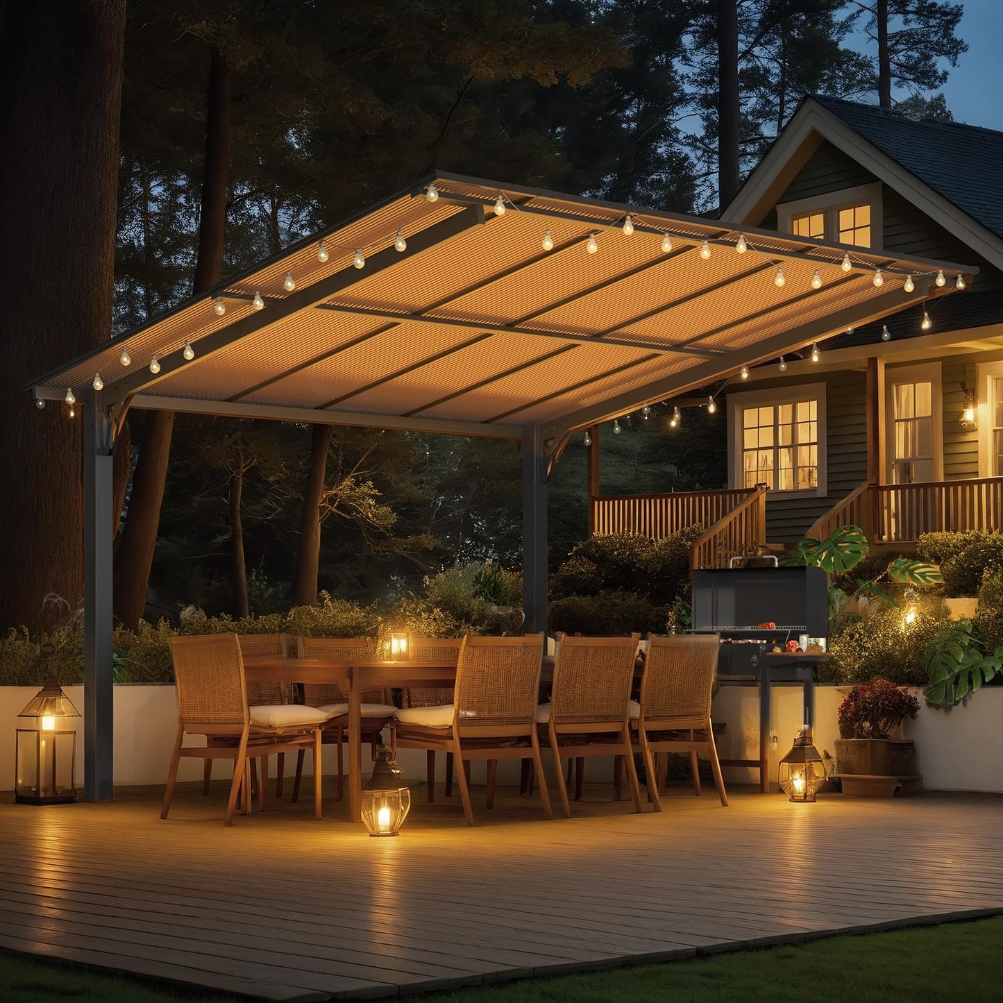 YODOLLA 12' x 10' Outdoor Gazebo Pergola, 10x12 Carport for Patio