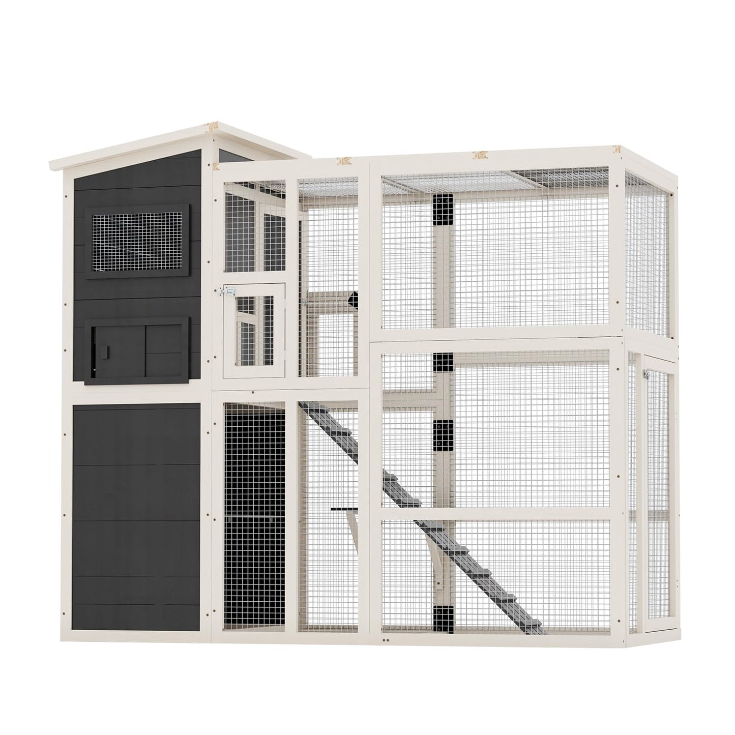 YODOLLA 75" Large Catio Outdoor Cat Enclosure with Weatherproof Roof, 4 Tiers Catios