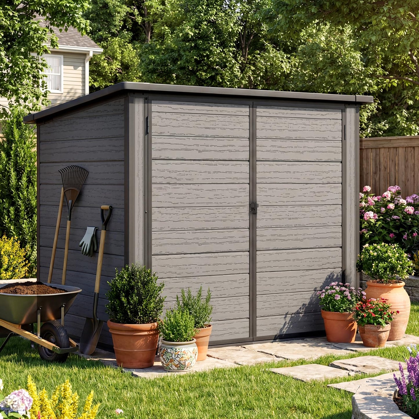 YODOLLA 62 Cu.Ft Trash Can Outdoor Storage Resin Shed