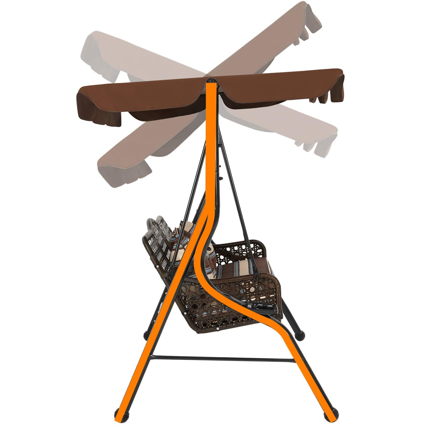 YODOLLA 3-Seat Outdoor Patio Swing Chair, Large Converting Canopy Porch Swing Glider