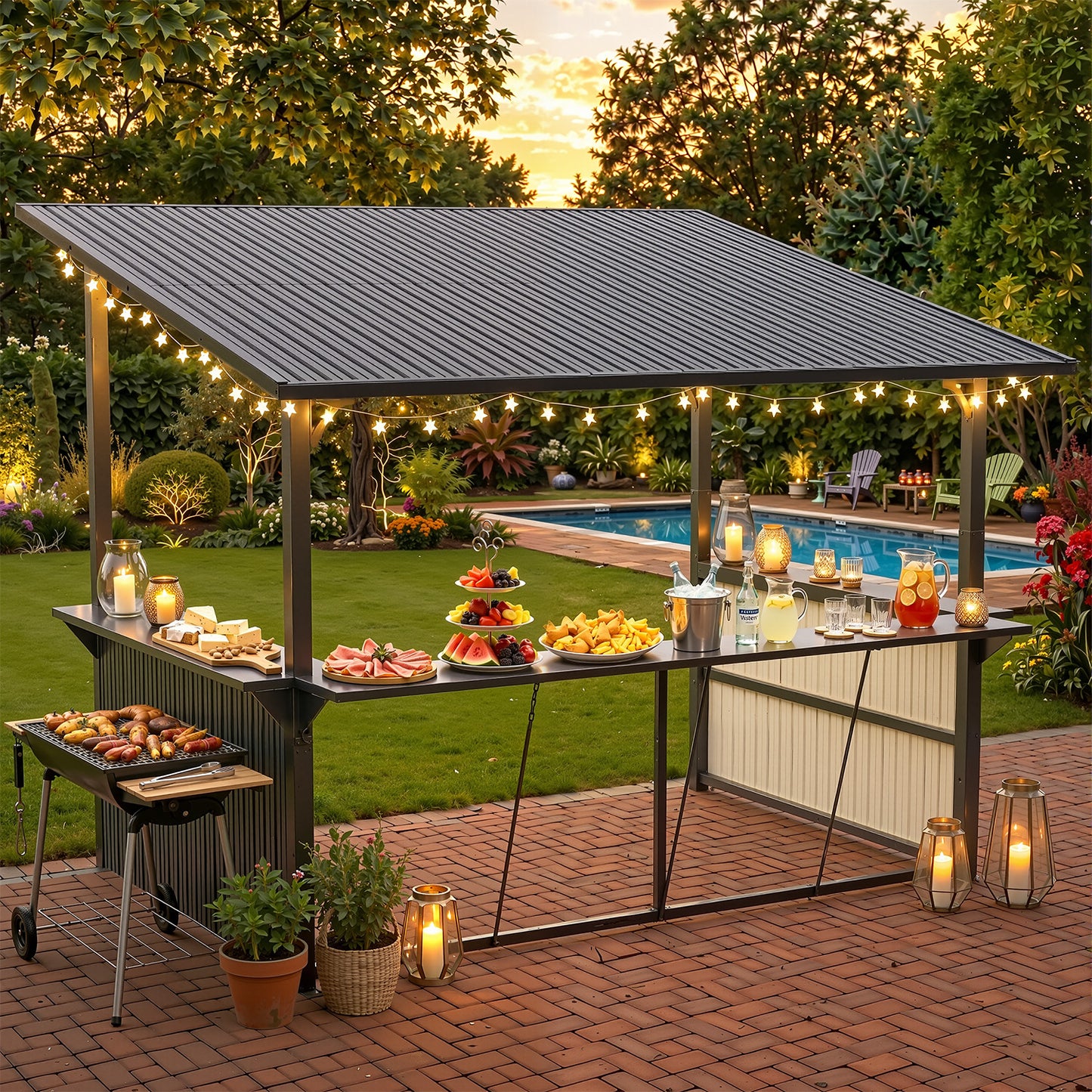 YODOLLA 10'x12' Gazebo Bar Hardtop BBQ Gazebo & Grill Shelter