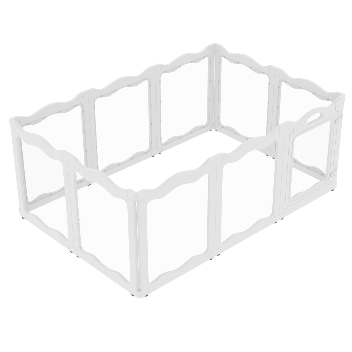YODOLLA Pet Clear Acrylic Dog Playpen Indoor w/Door, 24" H, 10 Panels, White