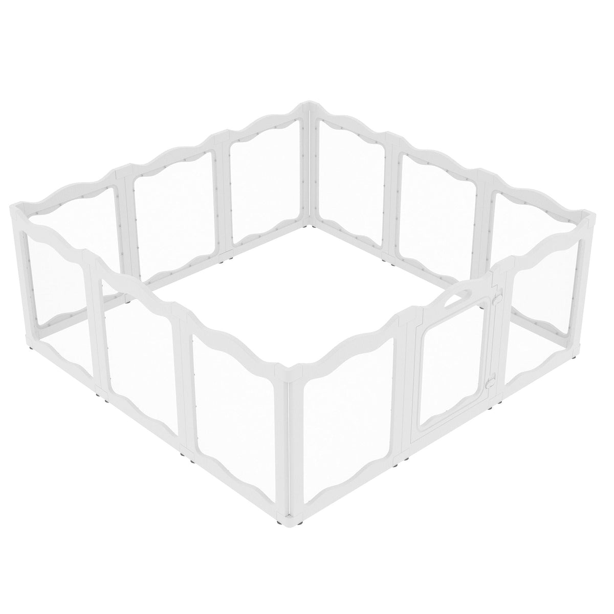 YODOLLA Pet Clear Acrylic Dog Playpen Indoor w/Door, 24" H, 12 Panels, White
