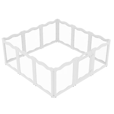 YODOLLA Pet Clear Acrylic Dog Playpen Indoor w/Door, 24" H, 12 Panels, White