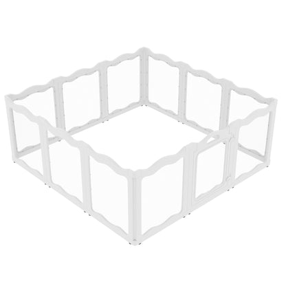 YODOLLA Pet Clear Acrylic Dog Playpen Indoor w/Door, 24" H, 12 Panels, White