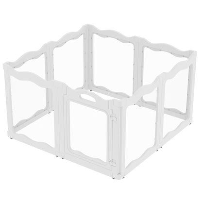 YODOLLA Pet Clear Acrylic Dog Playpen Indoor w/Door, 24" H, 8 Panels, White