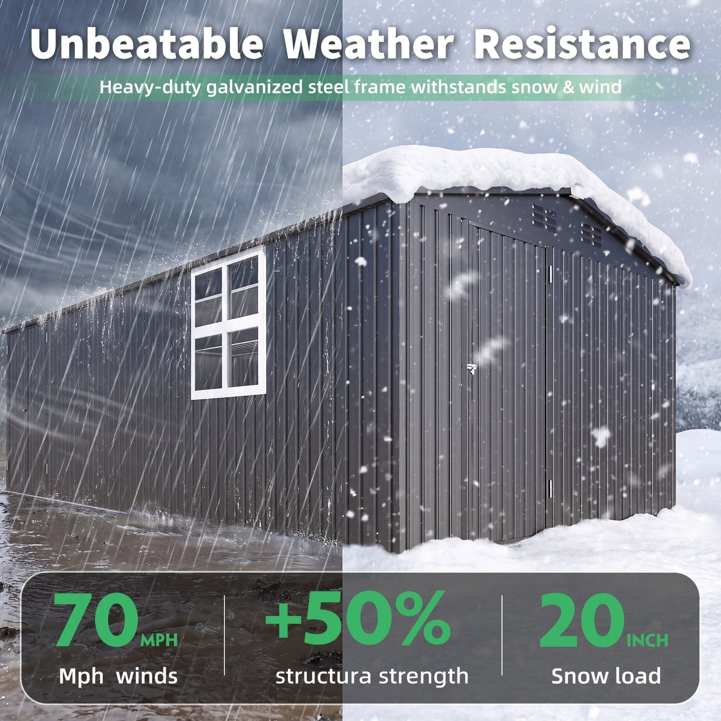 YODOLLA 20' x 10' Outdoor Storage Shed Large 10x20 Metal Sheds with Windows Utility Tool Storage