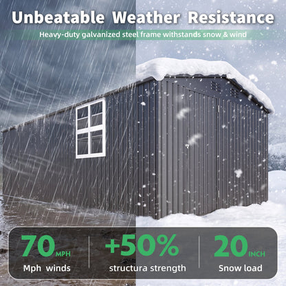 YODOLLA 20' x 10' Outdoor Storage Shed Large 10x20 Metal Sheds with Windows Utility Tool Storage