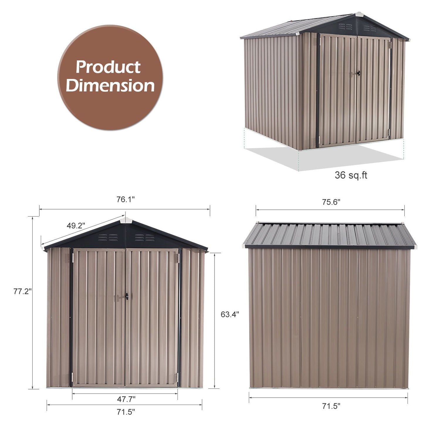 YODOLLA 6x6 Sheds Storage Sheds & Outdoor Storage