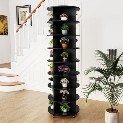 YODOLLA 8 Tier Rotating Shoe Rack, Shoe Tower Organizer Storage with Wheels