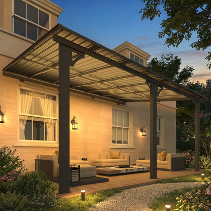 YODOLLA 10x14 Outdoor Hardtop Gazebo Adjustable Height (6.5-9.8Ft) Pergola