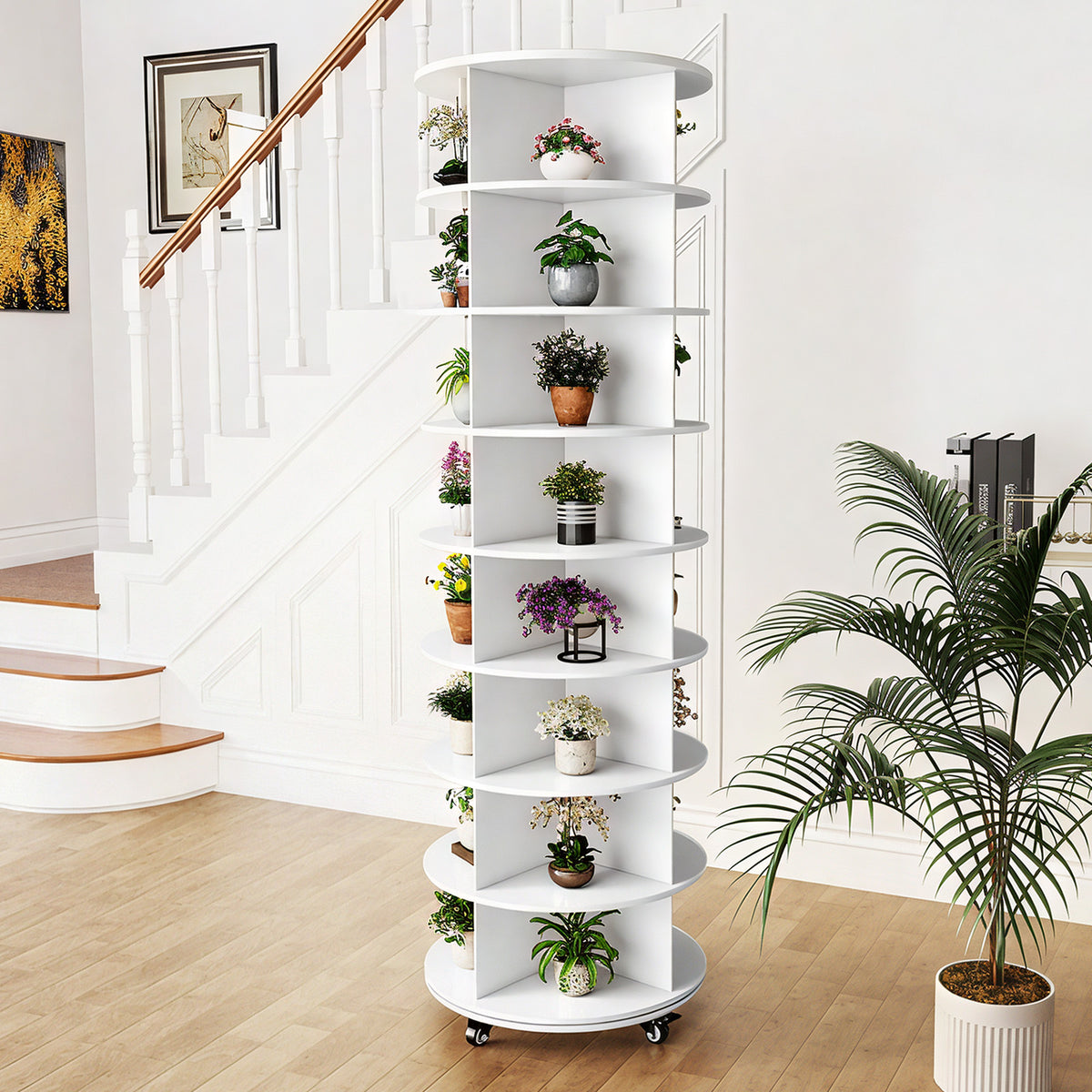 YODOLLA 8 Tier Rotating Shoe Rack, Shoe Tower Organizer Storage with Wheels