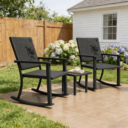 YODOLLA Outdoor Dining Set, Metal Frame Patio 3PCS (2 Chair+Side Table)