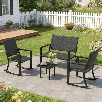 YODOLLA 4PCS Outdoor Dining Set, Metal Frame Patio