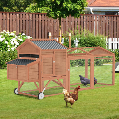 YODOLLA 95“ Wooden Chicken Coop Chicken Tractor Hen House, Natural Wood
