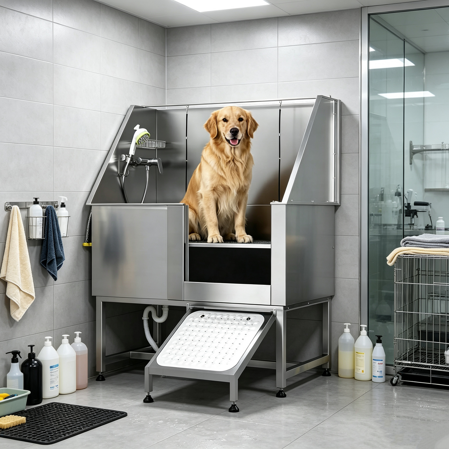 YODOLLA Professional Stainless Steel Dog Washing Station for Large