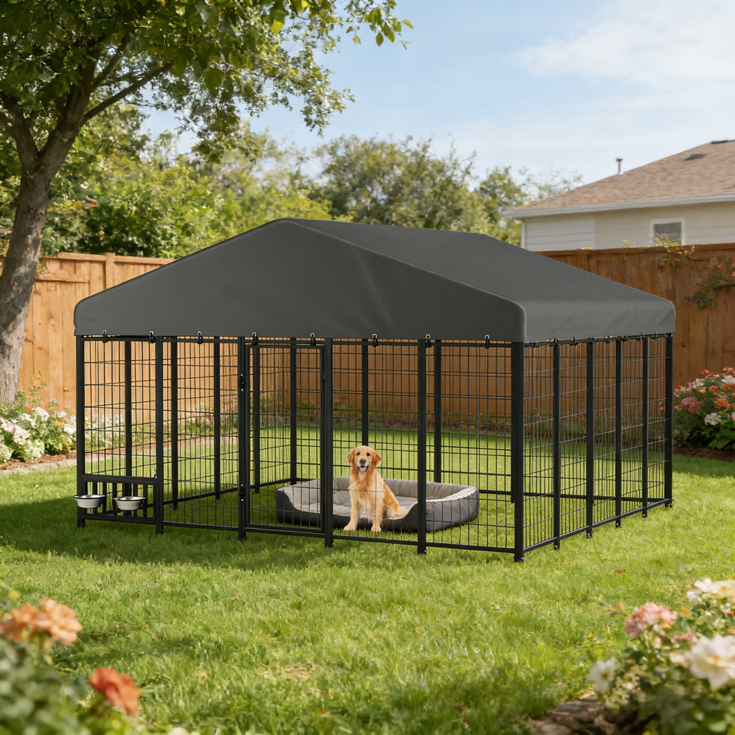 YODOLLA 10x10 Ft Outdoor Dog Kennel Large Dog Run
