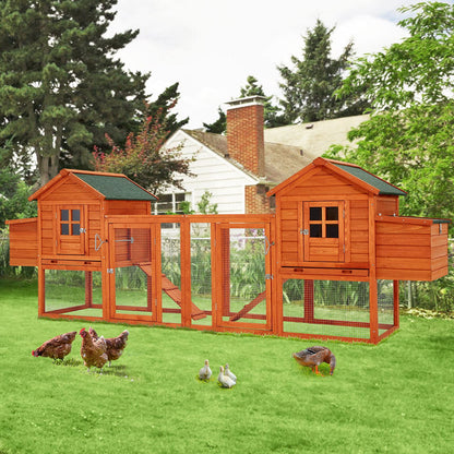 YODOLLA 123" Large Wooden Chicken Coop for 4-6 Chickens, Natural Wood