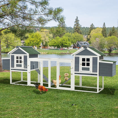 YODOLLA 123" Large Wooden Chicken Coop for 4-6 Chickens, Grey & White