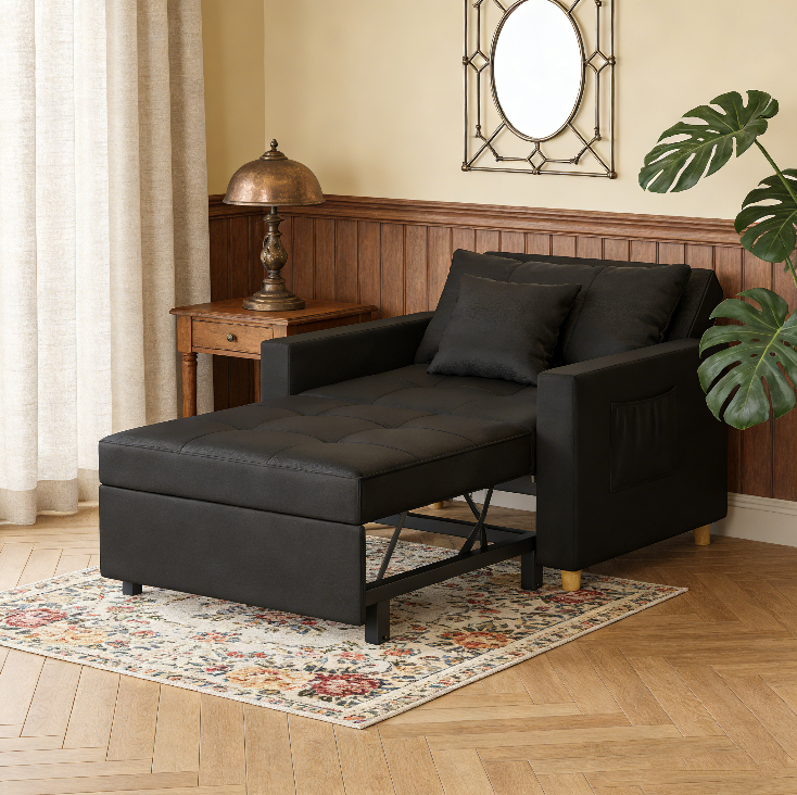 YODOLLA 36" Convertible Chair Bed, Black