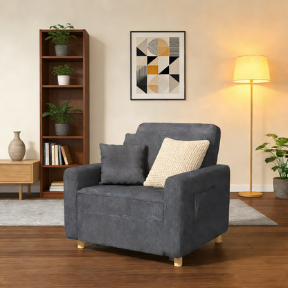 YODOLLA 36" Convertible Chair Bed, Blue