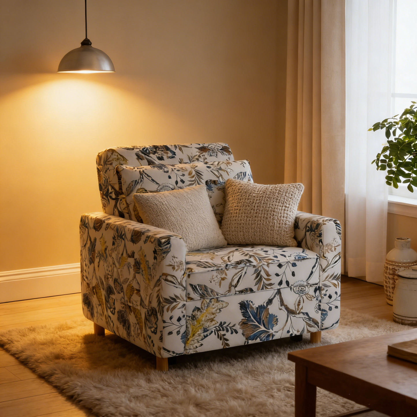 YODOLLA 3-1 Convertible Chair Bed Pull Out Single Sofa Bed, Floral