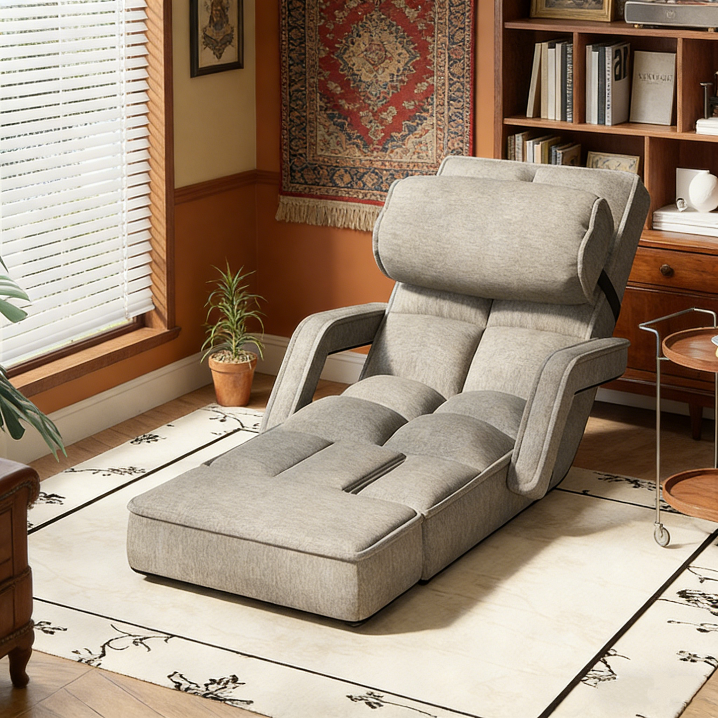 YODOLLA Folding Floor Chair, Small Sofa with Adjustable Backrest and Footrest