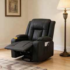 YODOLLA Recliner Chair with Heat&Massage, PU Leather Black