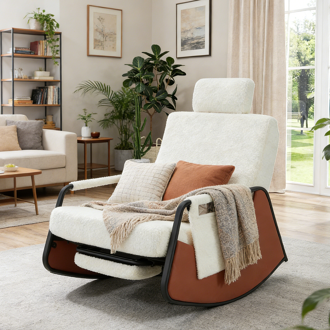 YODOLLA Rocking Chair with Retractable Footrest & Adjustable Backrest