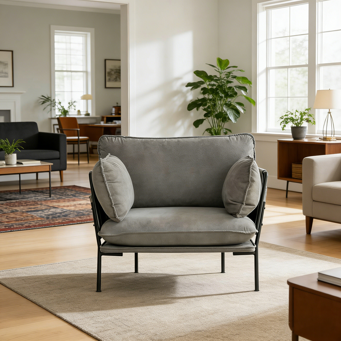 YODOLLA Modern Accent Chair with Wide Seat, Armchair, Grey