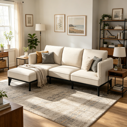 YODOLLA 3 Seater Sofa Bed with Ottoman, Modular Sofa Cloud Couch Lounge