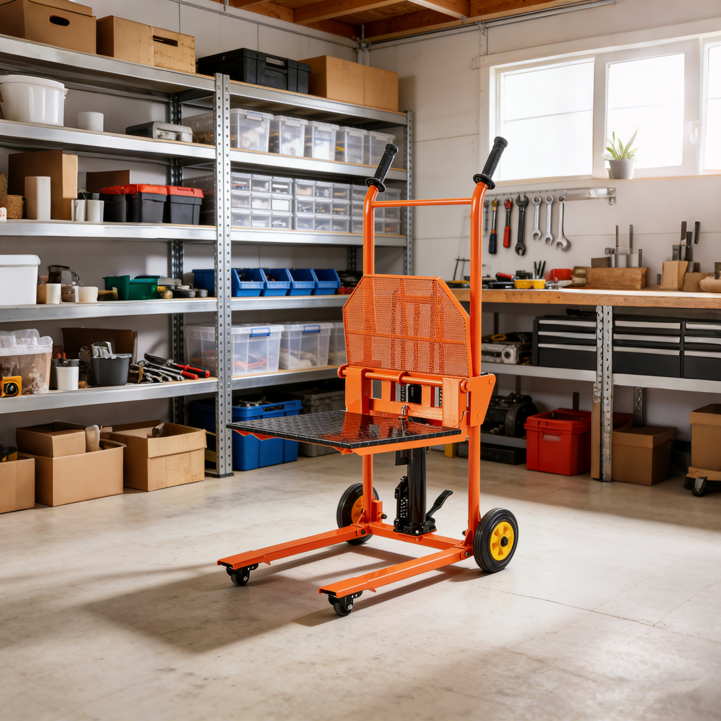 YODOLLA Hydraulic Material Lift Winch Stacker, Foot Pedal Lift Cart