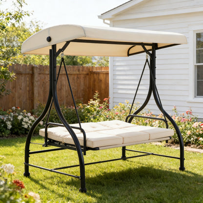 YODOLLA Outdoor Proch Swing Chair with Adjustable Backrest&Canopy