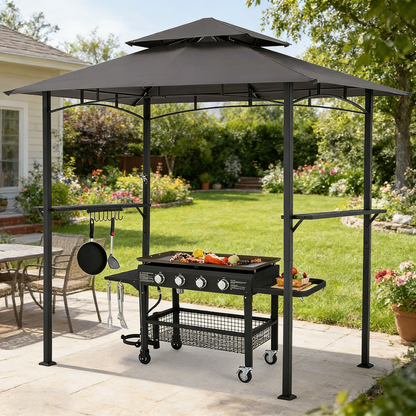 YODOLLA 8' x 5' Grill Gazebo, Grill Canopy, Dark Grey
