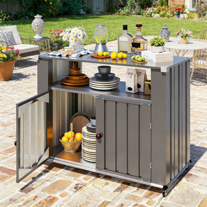 YODOLLA Outdoor Grill Table with Storage Cabinet Weatherproof, Dark Gray