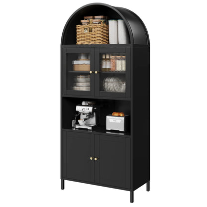 YODOLLA 73'' Arched Metal Bookshelf Display Cabinet