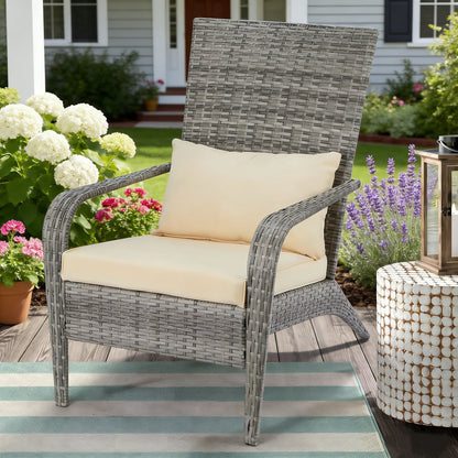 YODOLLA Patio Wicker Adirondack Chair, Coconino Rattan Dining Chairs,Grey