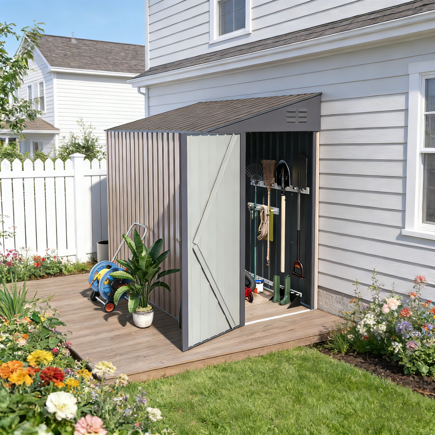 YODOLLA 4' x 7' Outdoor Lean to Storage Shed