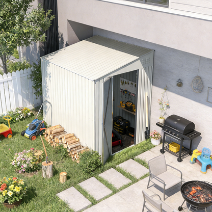 YODOLLA 6' x 8' Lean to Storage Shed Outdoor Storage Cabinet, White