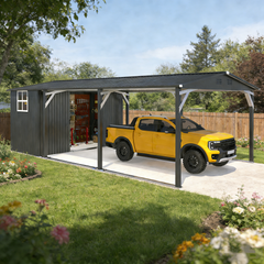 YODOLLA 12'×23' Outdoor Storage Shed with Heavy Duty Metal Weather-Resistant Carport