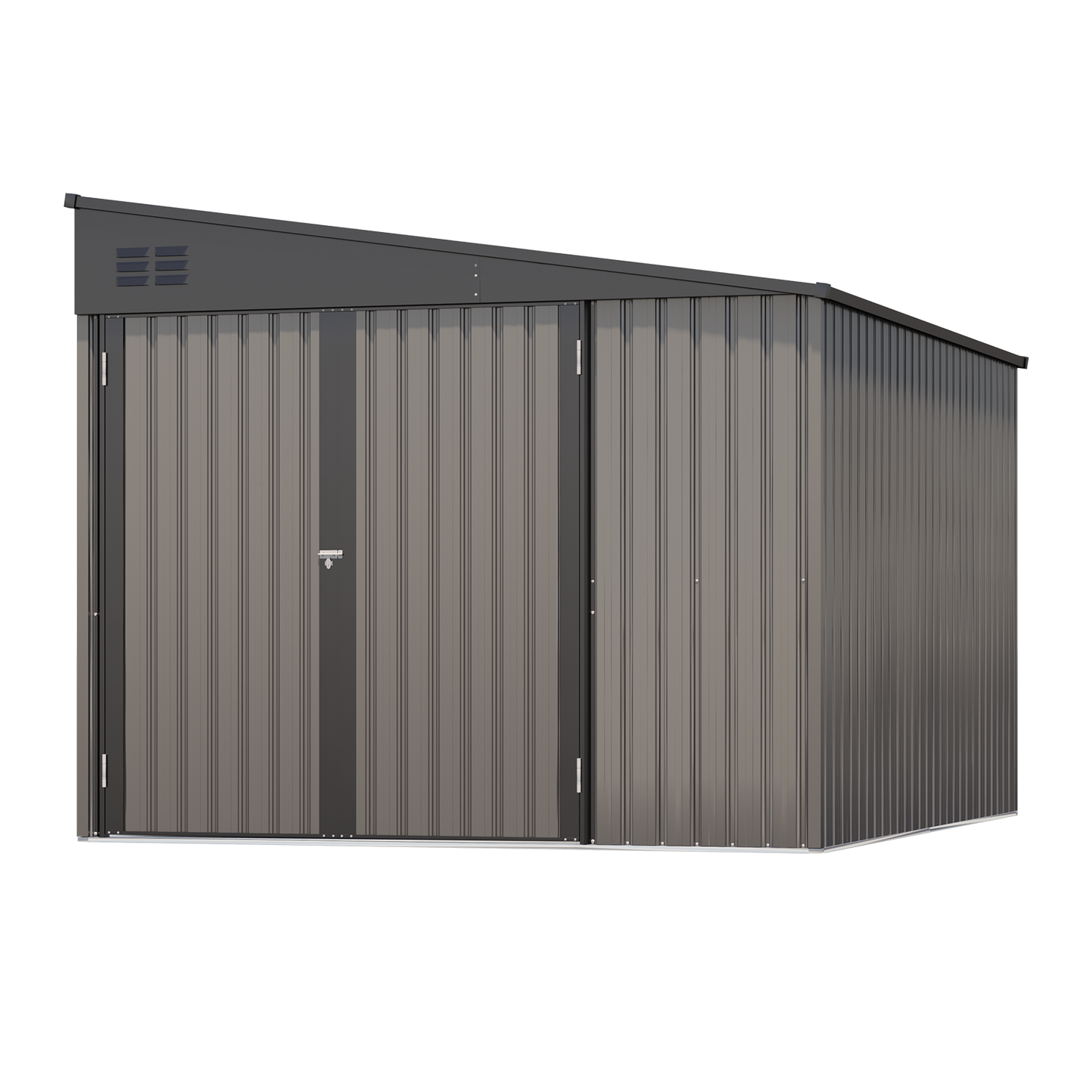 YODOLLA 8x10 Lean-to Shed, Outdoor Storage Shed, Gray