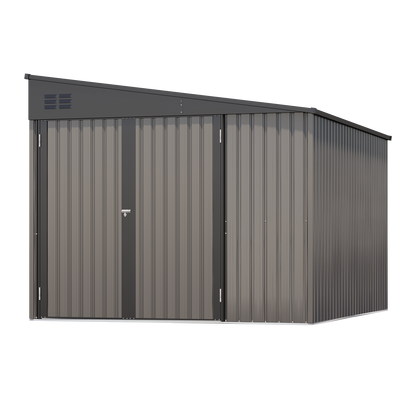 YODOLLA 8x10 Lean-to Shed, Outdoor Storage Shed, Gray