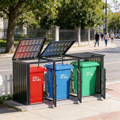 YODOLLA 7.7 x 2.6 FT Garbage Bin Storage Shed for 3 Trash Cans