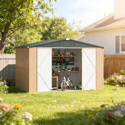 YODOLLA Shed 8' x 10' Outdoor Storage Metal Shed, Dark Gray