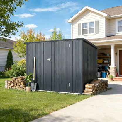 YODOLLA 7x3 Outdoor Bike Storage Shed, Lean to Sheds, Dark Gray